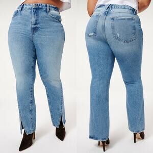 GOOD AMERICAN Good Boy Twisted Slit Jeans Blue875